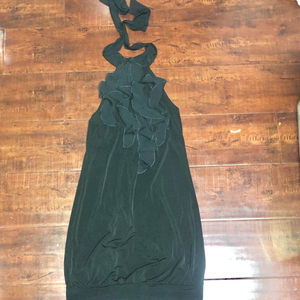 Halter Turtleneck Ruffle Dress